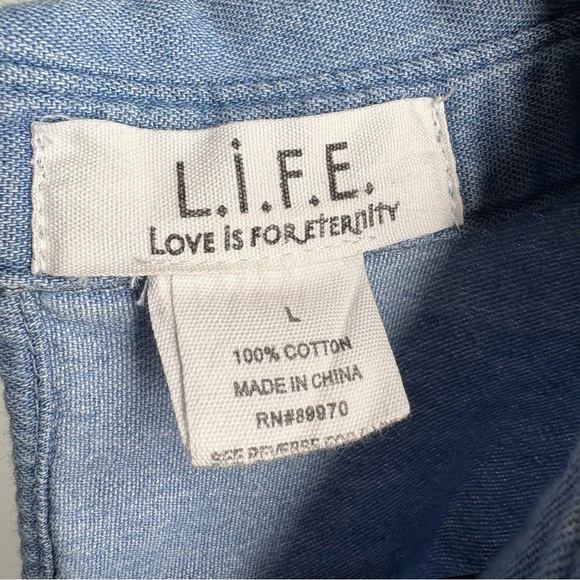LIFE Love Is For Eternity Denim Tunic Top with Back Cutout Detail - Picture 6 of 9